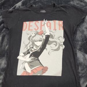 Black Graphic Tee with Anime Design